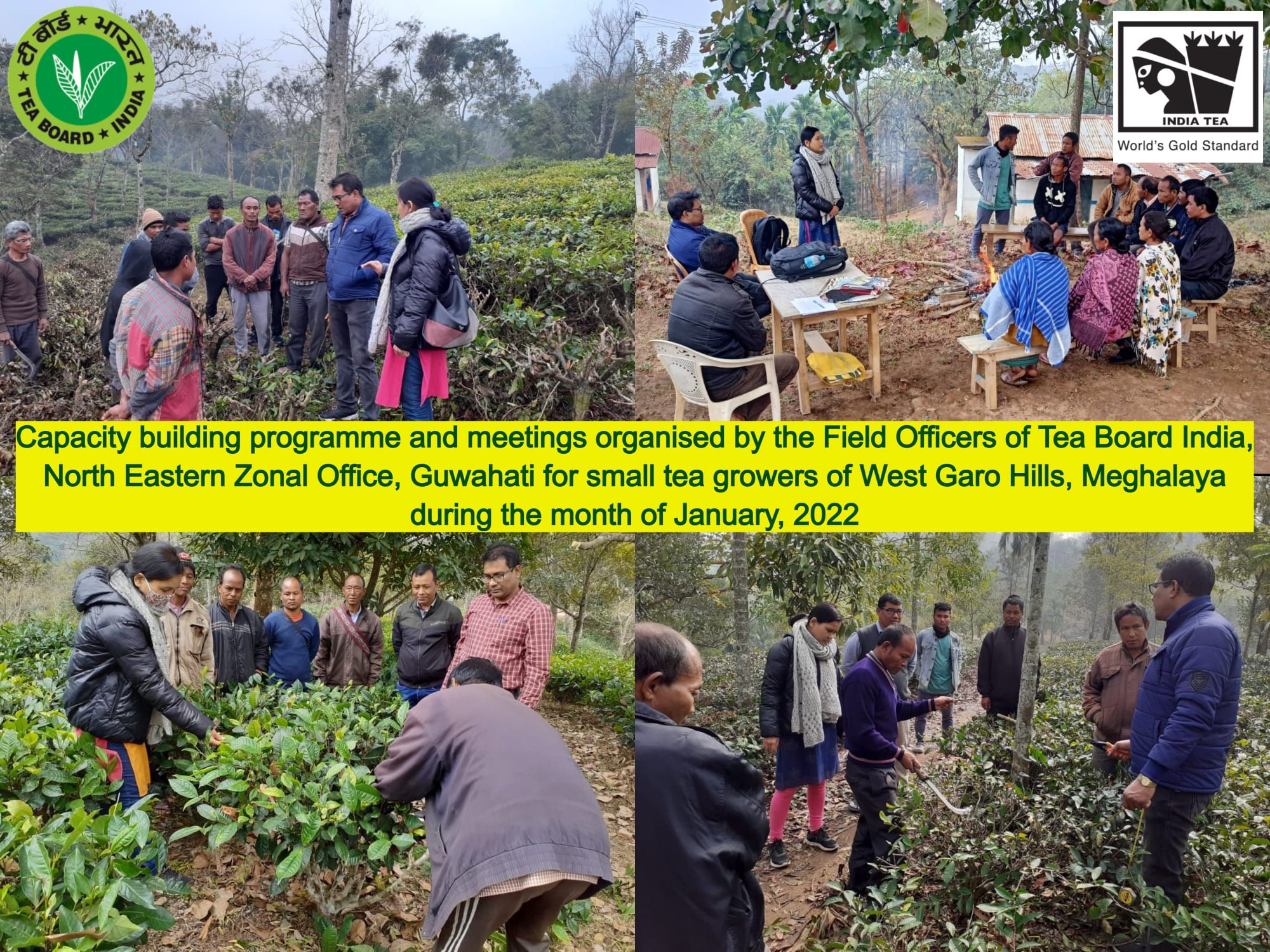 Capacity building programme and meetings organised by the Field Officers of Tea Board India, North Eastern Zonal Office, Guwahati for small tea growers of West Garo Hills, Meghalaya, January 2022