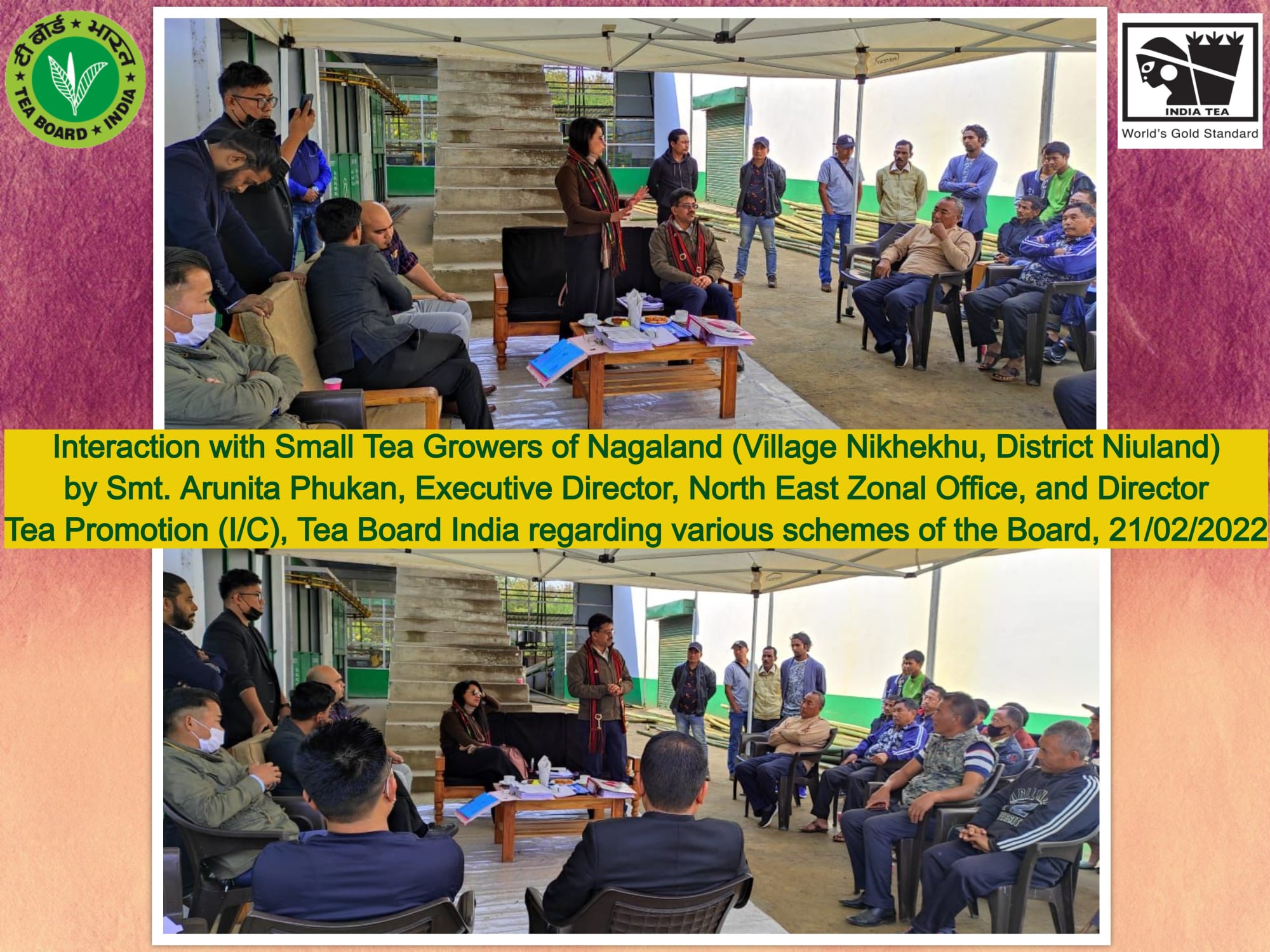 Interaction with Small Tea Growers of Nagaland (Village Nikhekhu, District Niuland) by Smt. Arunita Phukan, Executive Director, North East Zonal Office, and Director Tea Promotion (IC), 21-02-2022