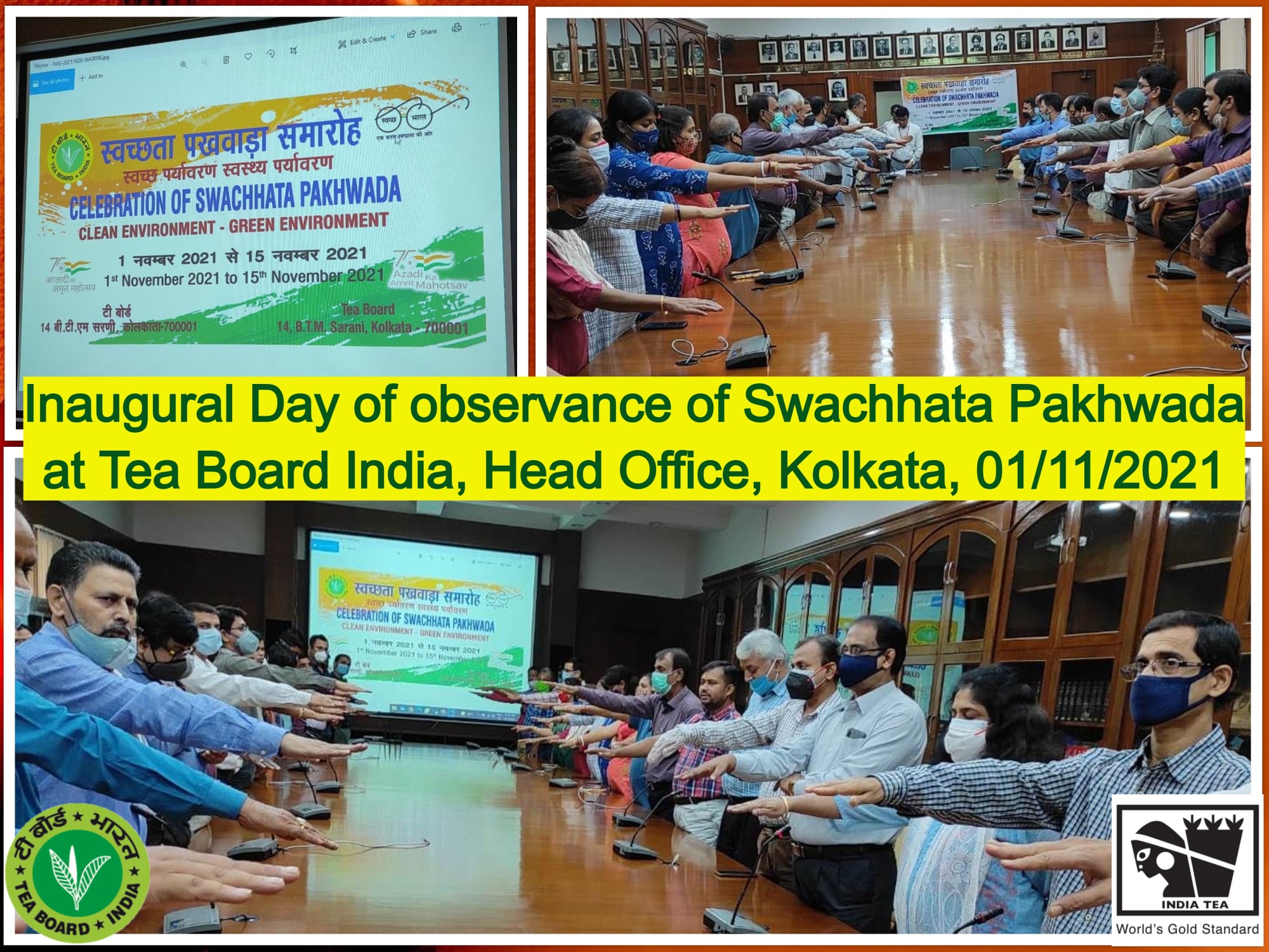 Observance of Swachhata Pakhwada at Tea Board India, 01-11-2021