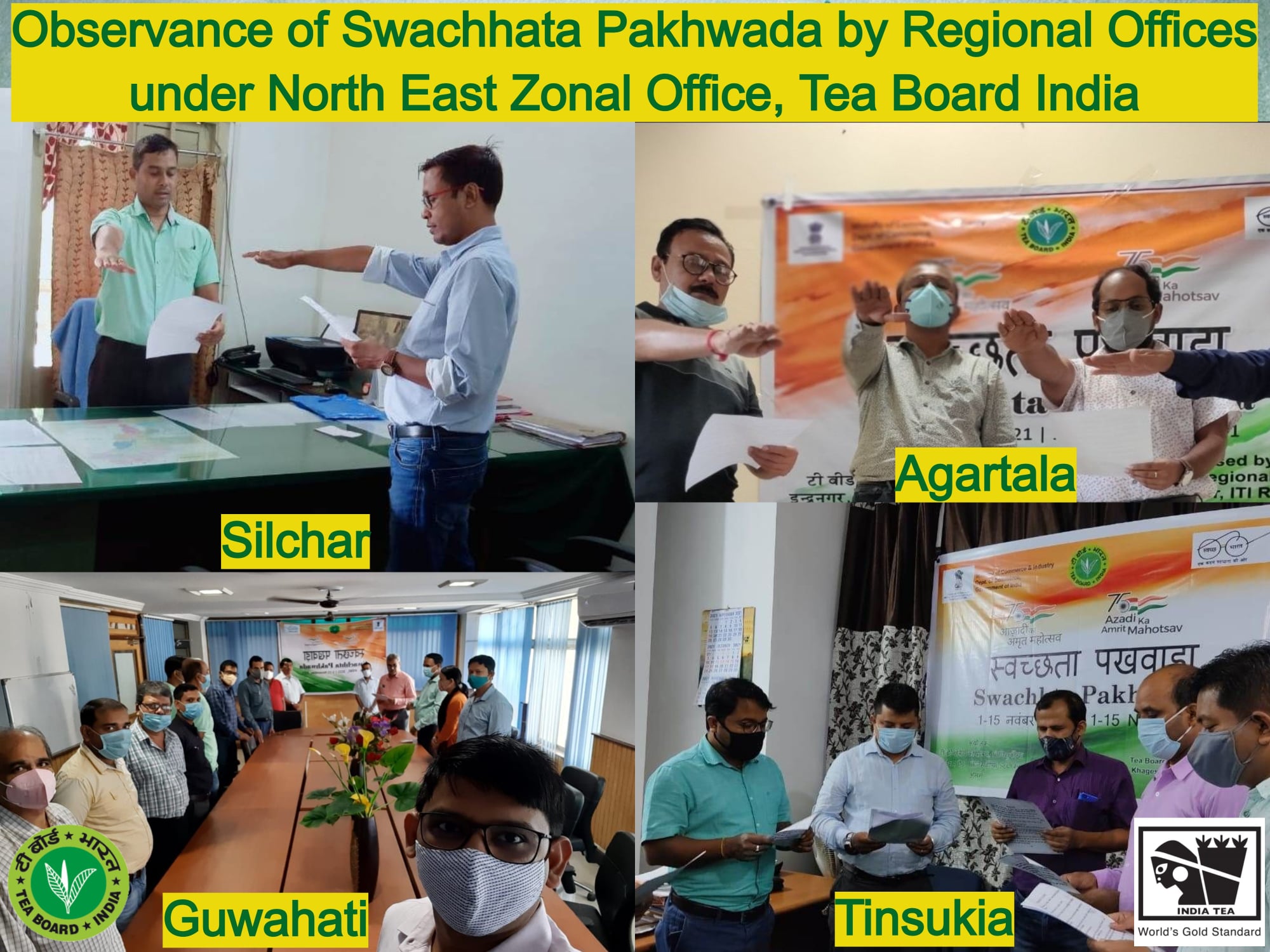 Observance of Swachhata Pakhwada by Regional Offices under North East Zonal Office, Tea Board India, November 2021
