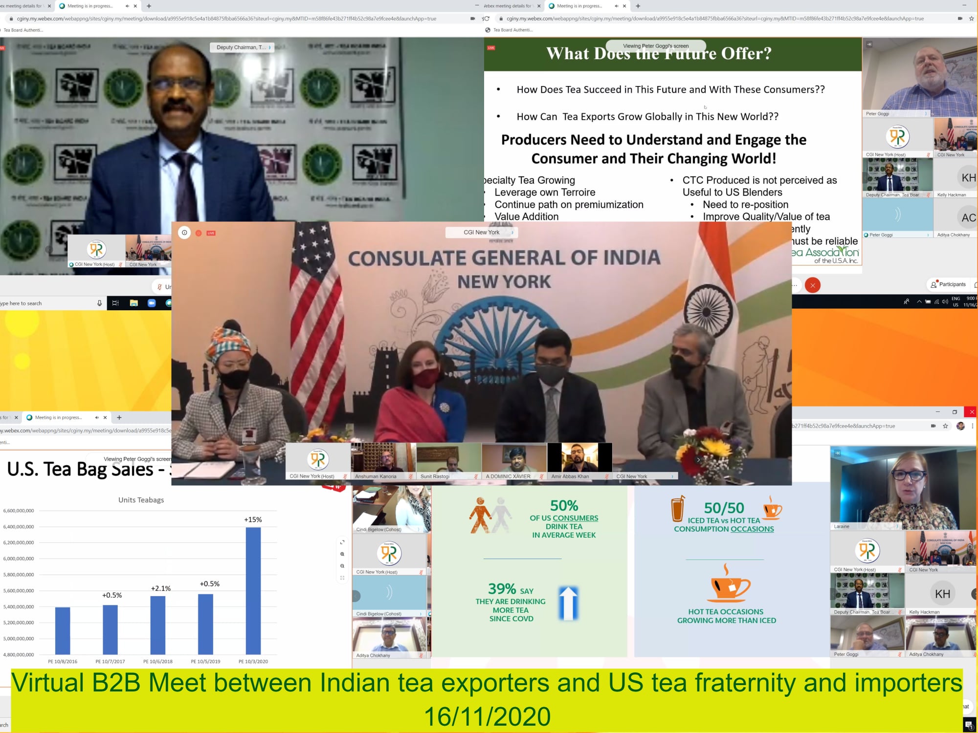 Virtual B2B Meet between Indian tea exporters and US tea fraternity and importers 16/11/2020
